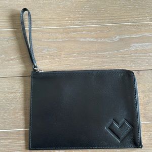 Barney New York, beautiful saffiano  leather clutch wristlet silver zipper